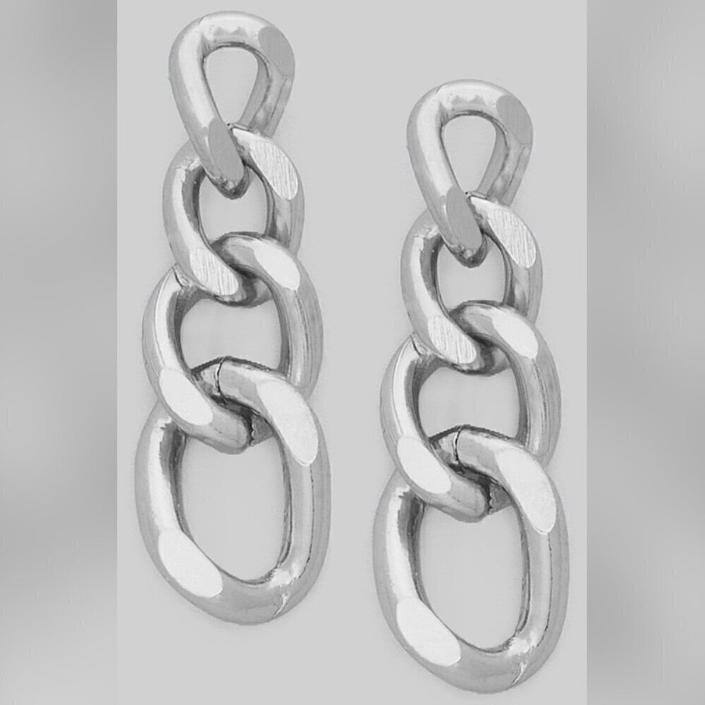 Aislin Silver Chainlink Drop Earrings